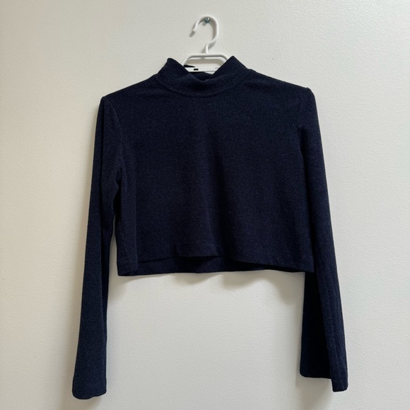 Vintage GR Textured Mock Neck Crop Top - Picture 1 of 5